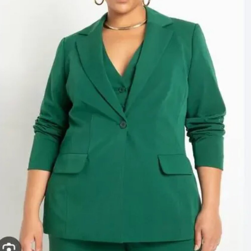 Eloquii Tailored blazer jacket size 26 Green